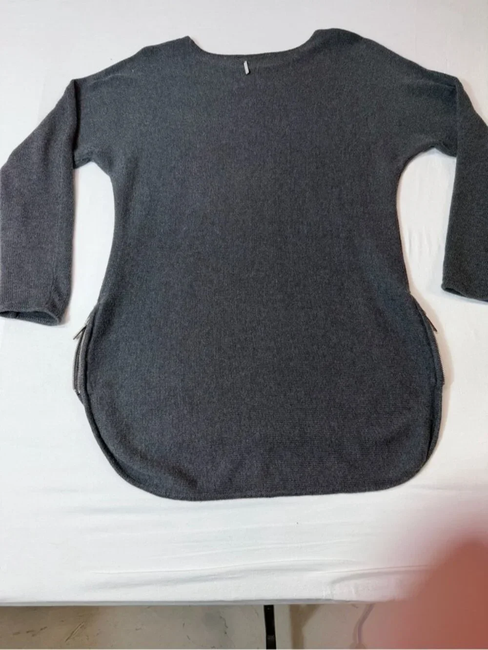Michael Kors Charcoal Gray Side Zipper Knit Pullover Tunic Sweater Size M. 1853